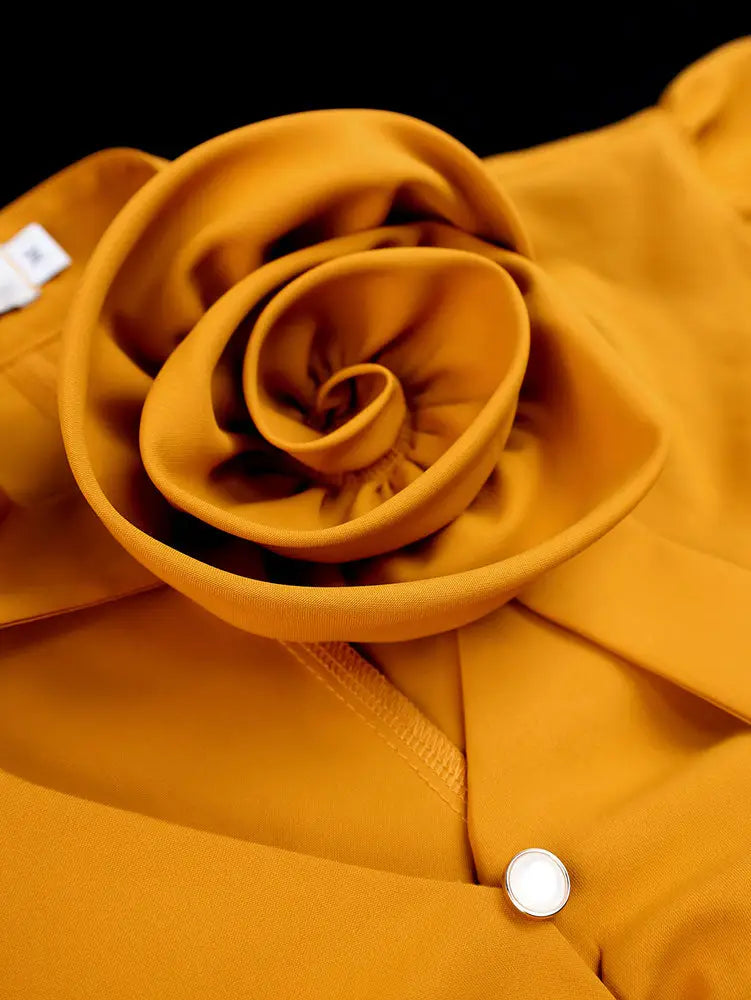 AOMEIDRESS Chic Long Sleeves Blouse 3D Flower Office Meetings Wear