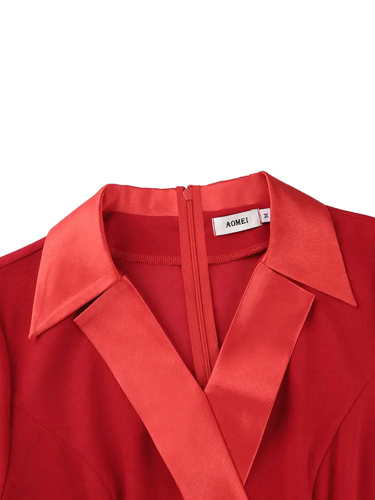 AOMEIDRESS Chic Ruffles Dress Shirt Collar Long Sleeve Party Gowns