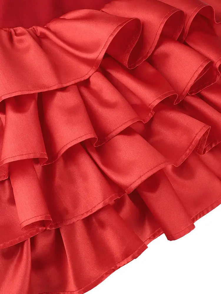 AOMEIDRESS Chic Ruffles Dress Shirt Collar Long Sleeve Party Gowns