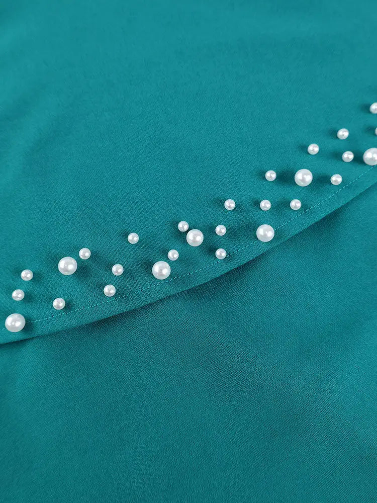 AOMEIDRESS Church Dress 3D Flower Beading Peplum Party Office Wear