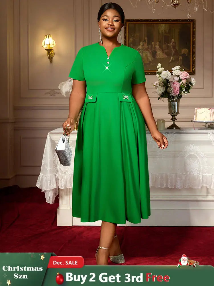 AOMEIDRESS Church Dresses for Woman 2025 Wedding Guest Dress Causal Green / S