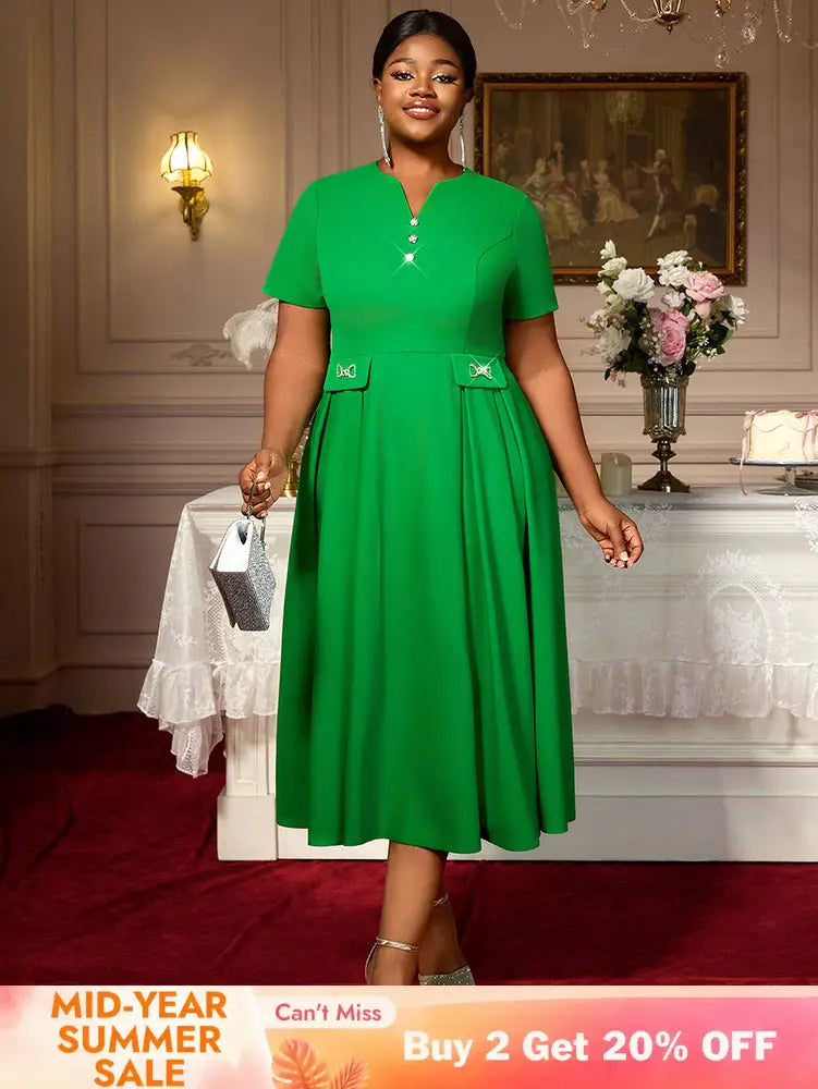 AOMEIDRESS Church Dresses for Woman 2025 Wedding Guest Dress Causal Green / S