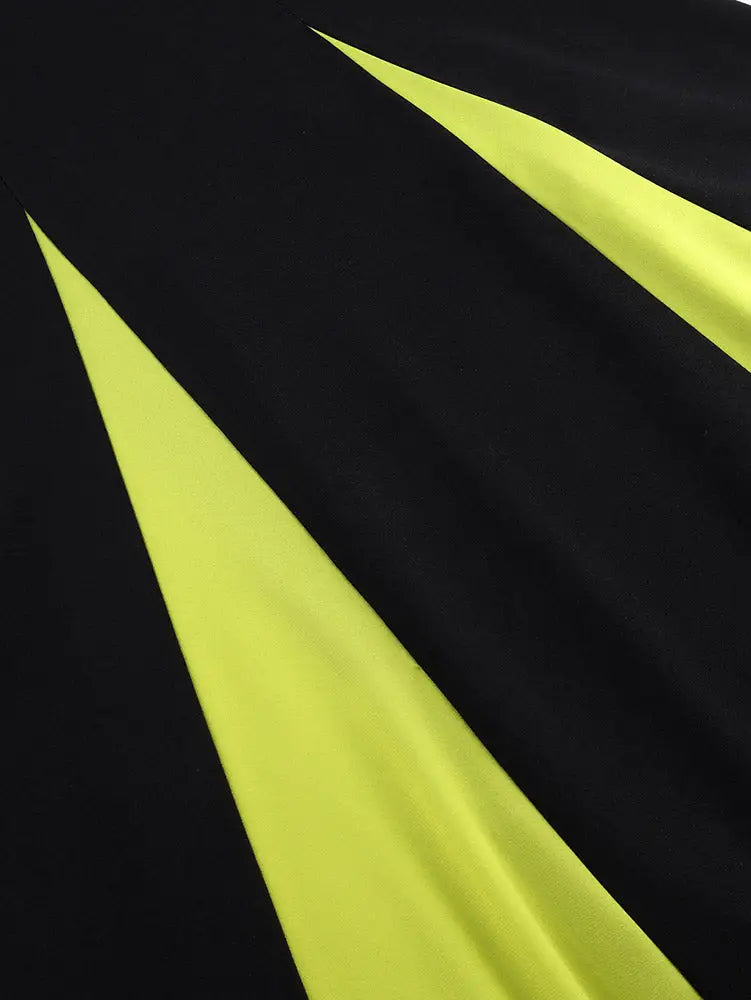 AOMEIDRESS Colorblock A Line Dress Long Sleeves Ruffles Party Gowns