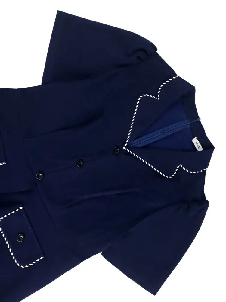 Retro Colorblock A Line Dress with Turn Down Collar for Women