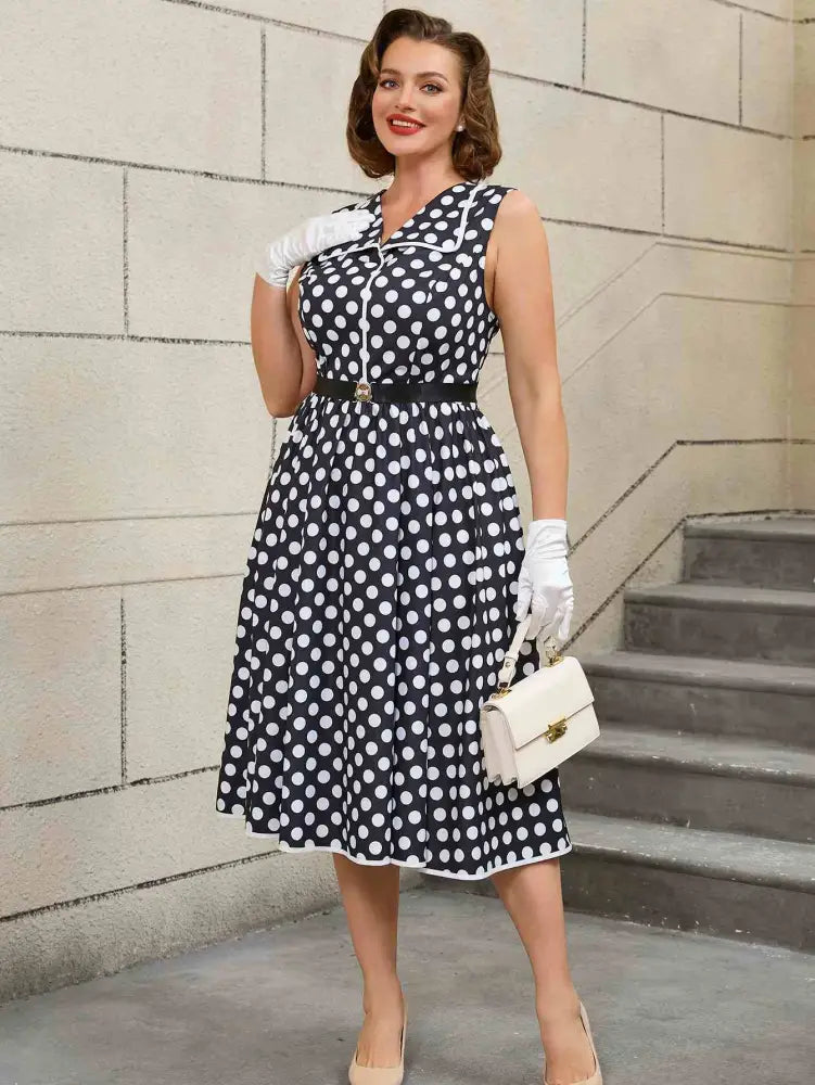 AOMEIDRESS Easter Dress Floral Polka Dot Sleeveless A Line Dress