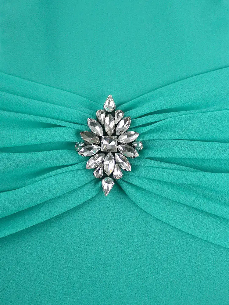 AOMEIDRESS Elegant A Line Chiffon Dress V Neck Butterfly Sleeve Gowns