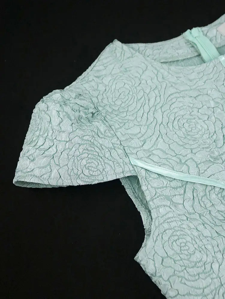 AOMEIDRESS Elegant A Line Midi Jacquard Wedding Dress Patchwork Satin Skirt