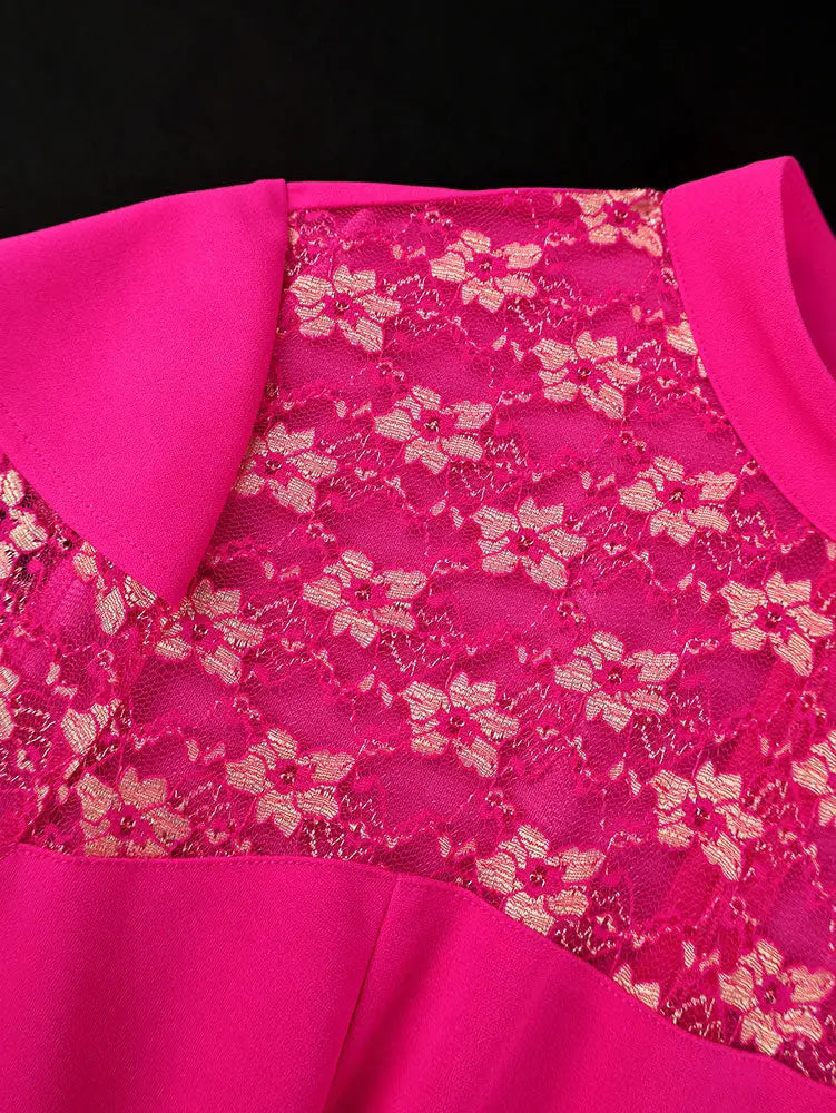 AOMEIDRESS Elegant A Line Pleated Dress Lace Long Sleeves Party Wear