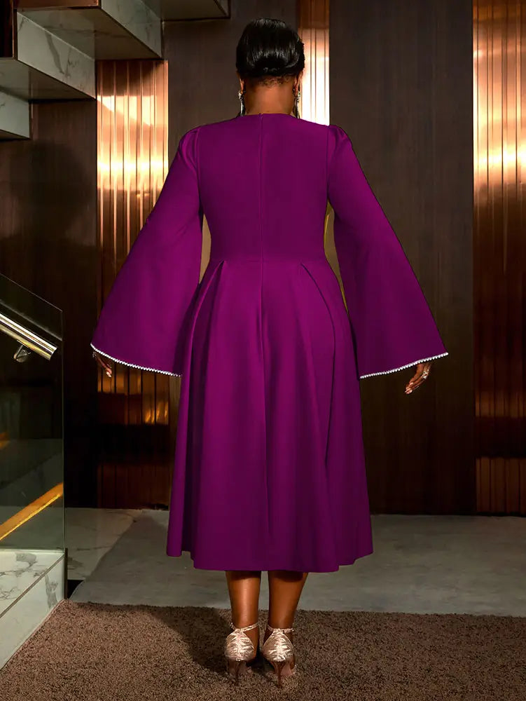 AOMEIDRESS Elegant Beading A Line Shawl Sleeve Weddding Guests Dress