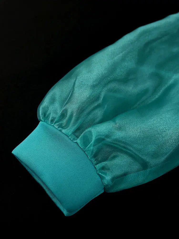 AOMEIDRESS Elegant Beading Evening Dress Sheer Sleeve Waist Belt Slit