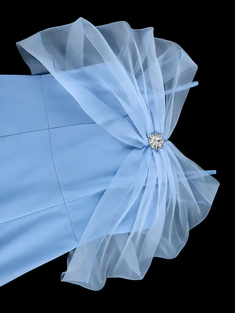 AOMEIDRESS Elegant Bodycon Dress Sheer Cape Fishtail Hem Party Gowns