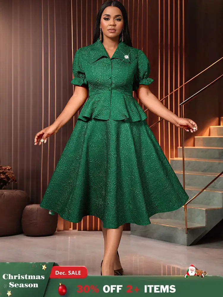 AOMEIDRESS Elegant Church Suits for Women First Lady Church Dresses DarkGreen / S