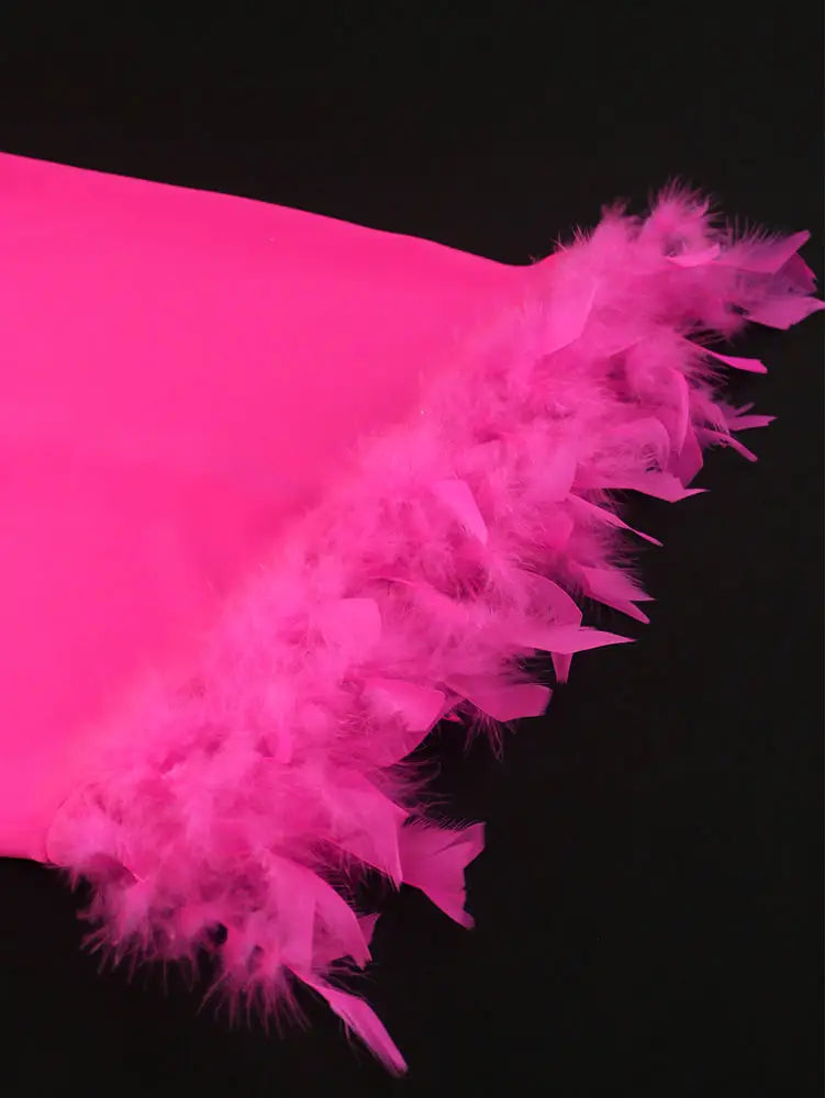 AOMEIDRESS Elegant Feather V Neck Dress with Beading for Wedding Party