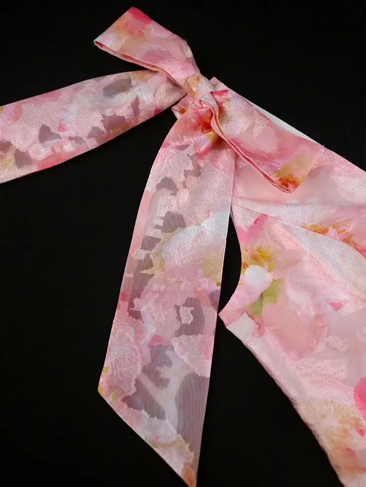 AOMEIDRESS Elegant Jacquard A Line Party Dress High Low Hem V Neck