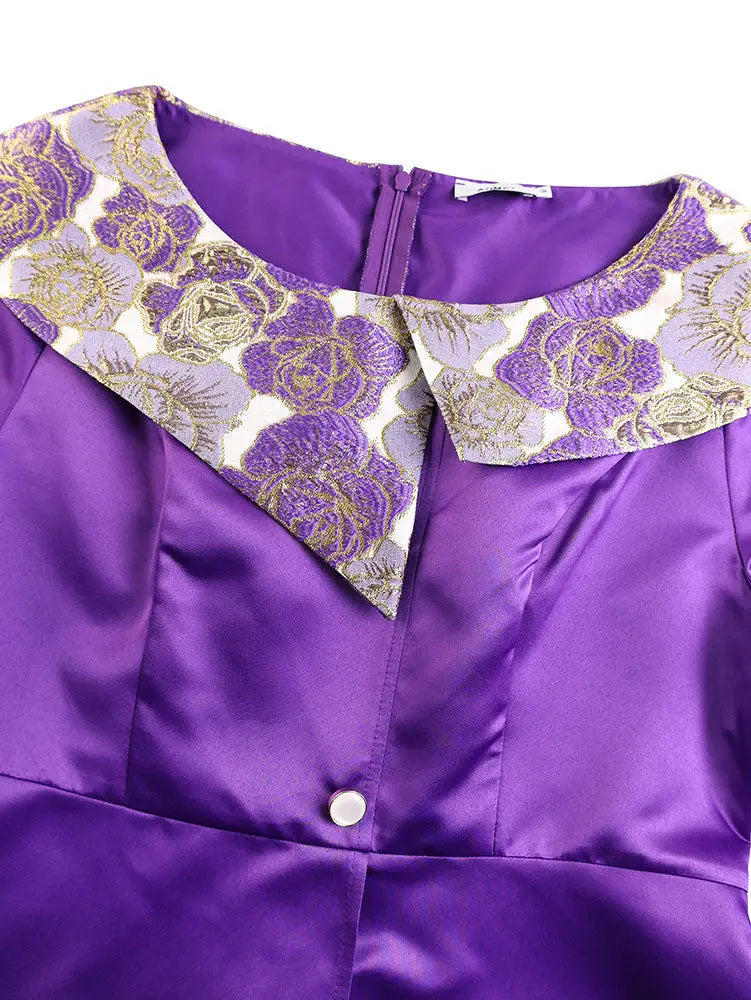 AOMEIDRESS Elegant Jacquard Two Piece Set Peplum Top A Line Skirt