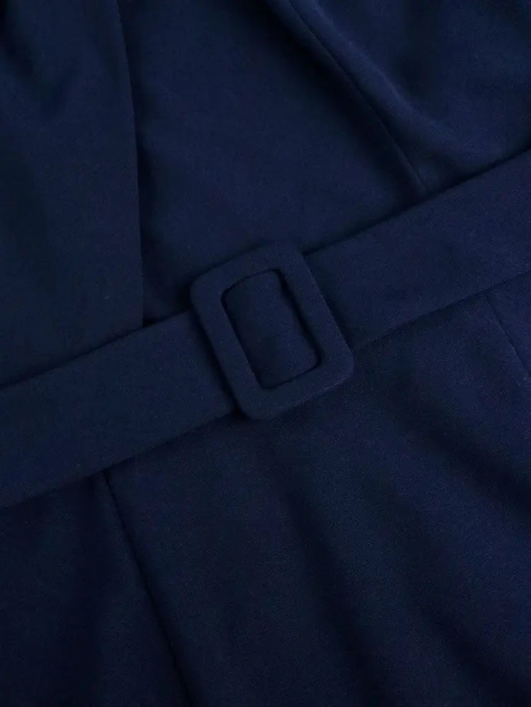 AOMEIDRESS Elegant Knee Length Dress for Office Party Bow Waist Belt