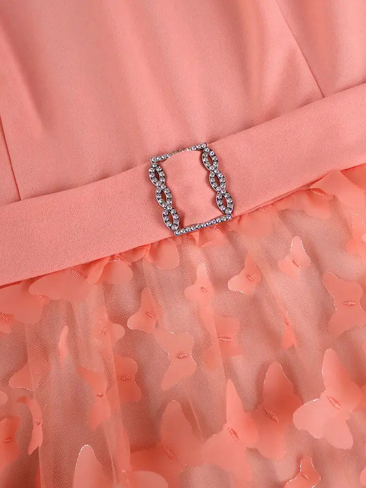 AOMEIDRESS Elegant Maxi A Line Party Dress 3D Butterfly Waist Belt