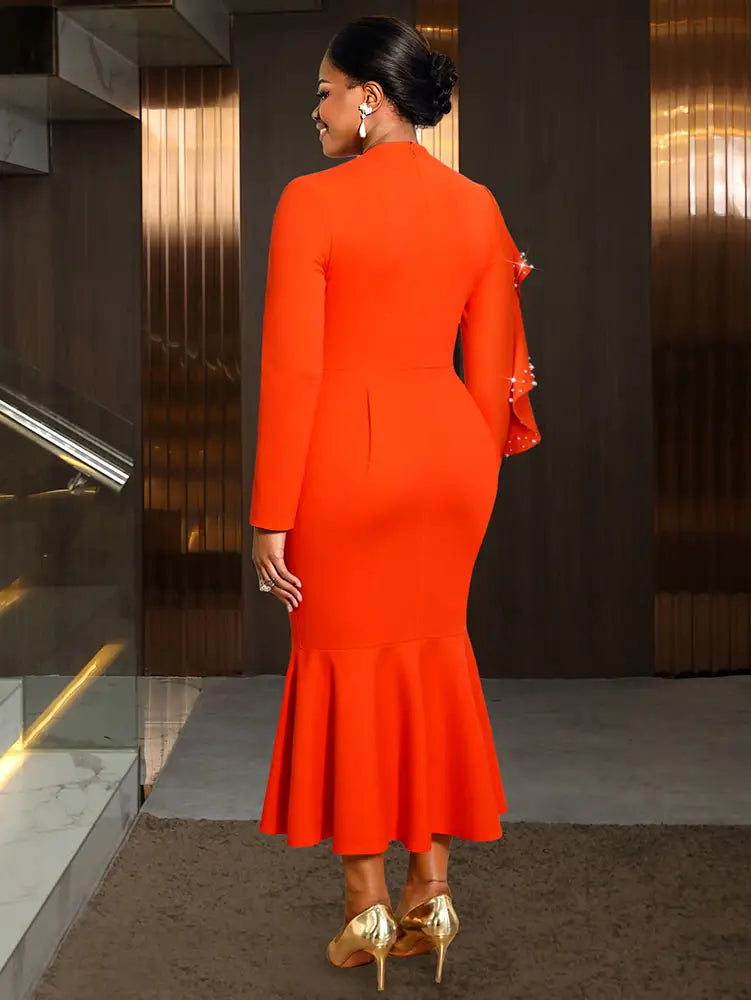 AOMEIDRESS Elegant Mermaid Dress O Neck Ruffles Events Party Gowns