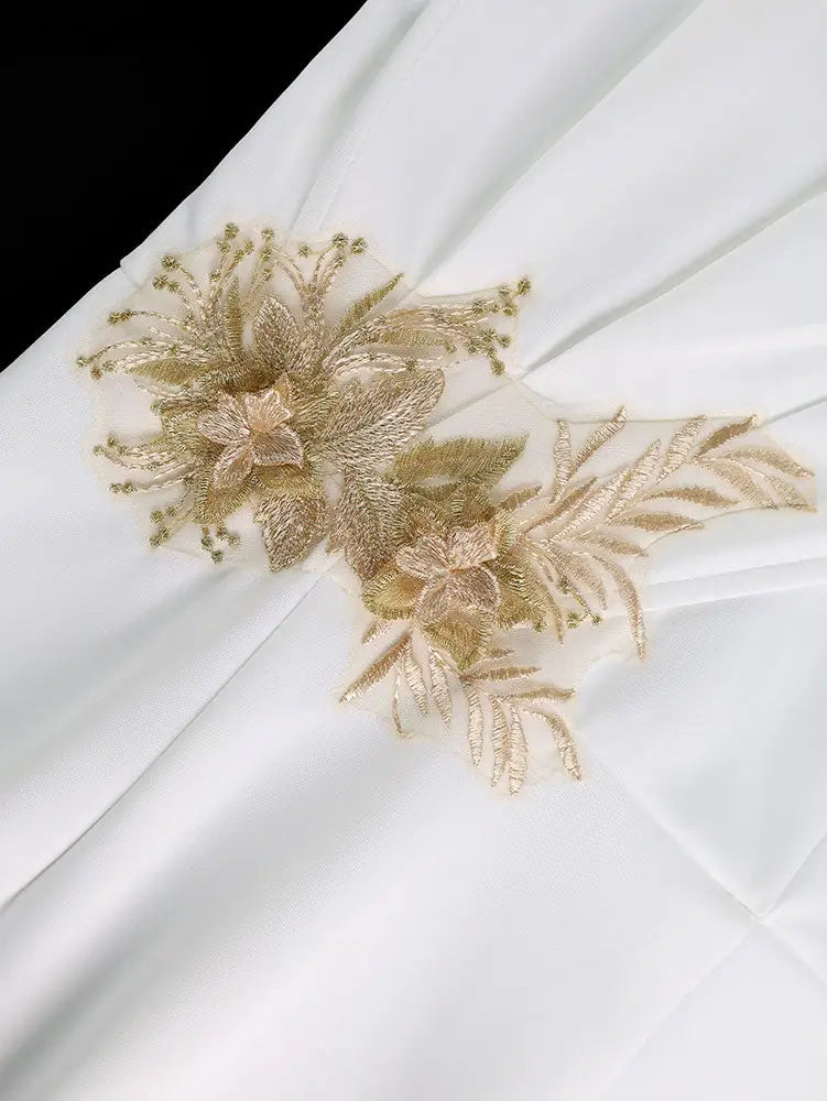 AOMEIDRESS Elegant Midi Embroidery Church Dress Long Sleeve O Neck