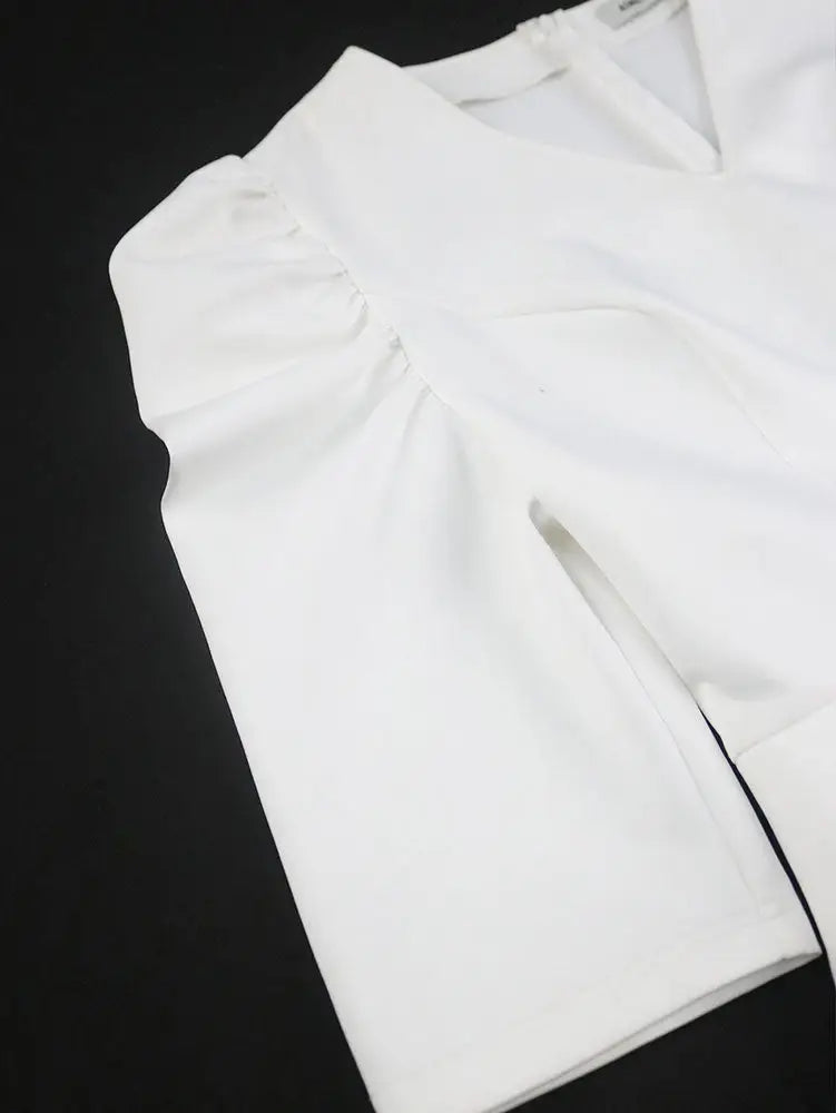 AOMEIDRESS Elegant Midi Peplum Dresses V Neck Puff Sleeve For Church