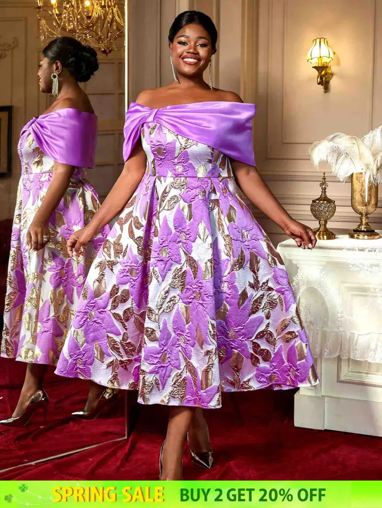 AOMEIDRESS Elegant One Shoulder A Line Purple Party Dress for Women Purple / S