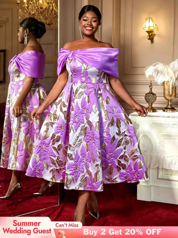 AOMEIDRESS Elegant One Shoulder A Line Purple Party Dress for Women Purple / S