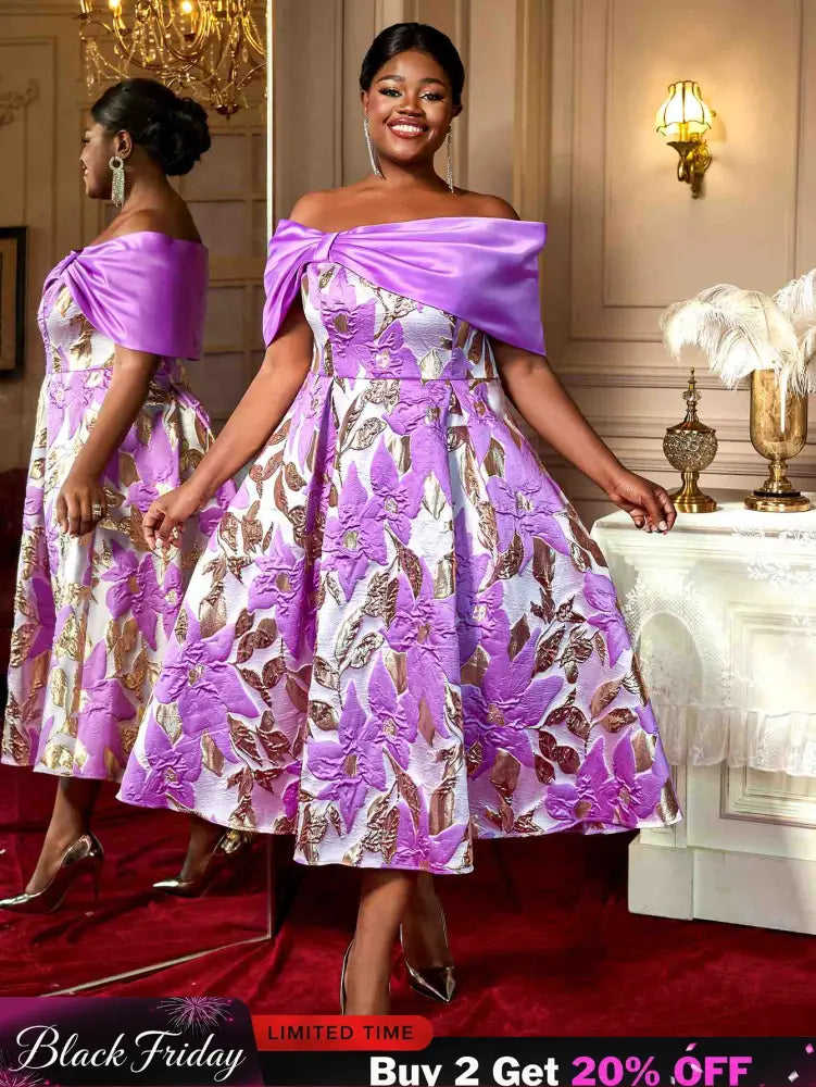 AOMEIDRESS Elegant One Shoulder A Line Purple Party Dress for Women Purple / S