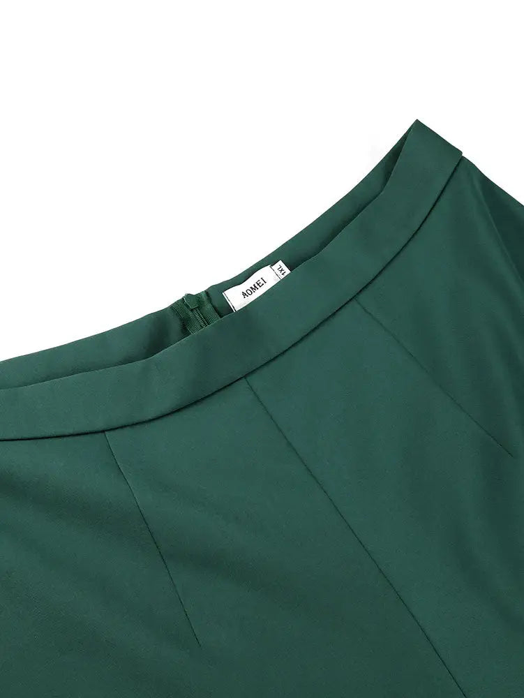 AOMEIDRESS Elegant Pants Side Slit Pearls Beaded Wide Leg Office Wear