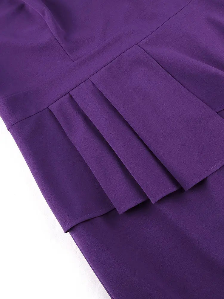 AOMEIDRESS Elegant Peplum Lace Dress with Long Sleeve for Party Church