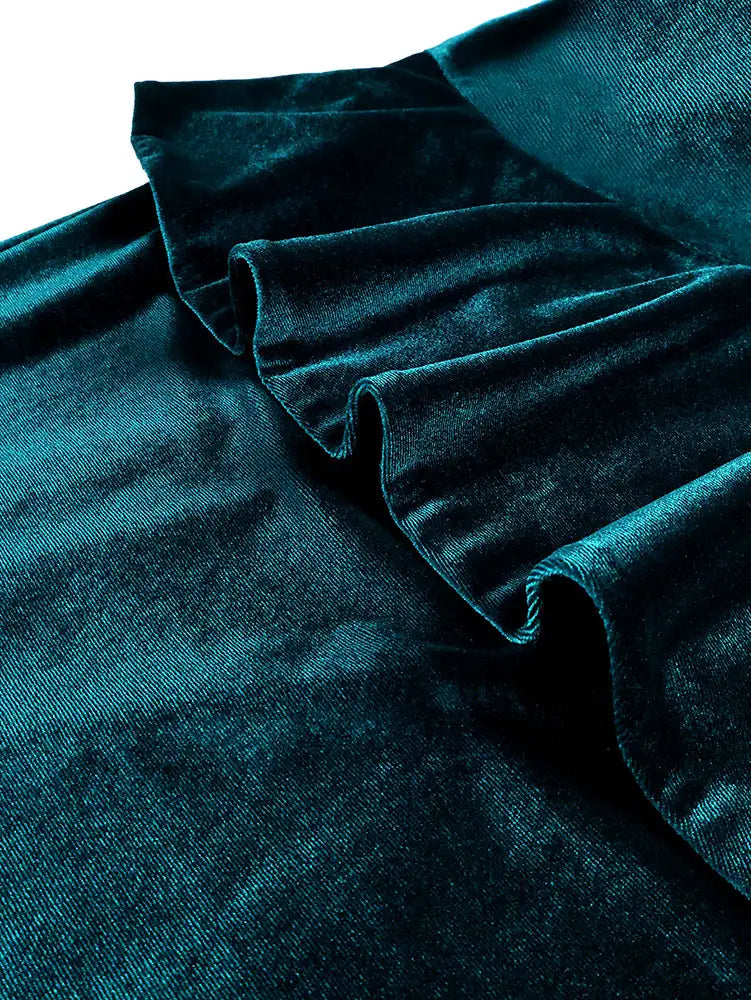 AOMEIDRESS Elegant Peplum Velvet Dress with Feather for Party Church