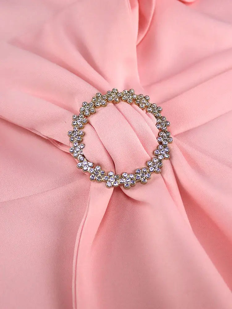 AOMEIDRESS Elegant Pink V Neck Party Outfits For Women Ruffles Bow