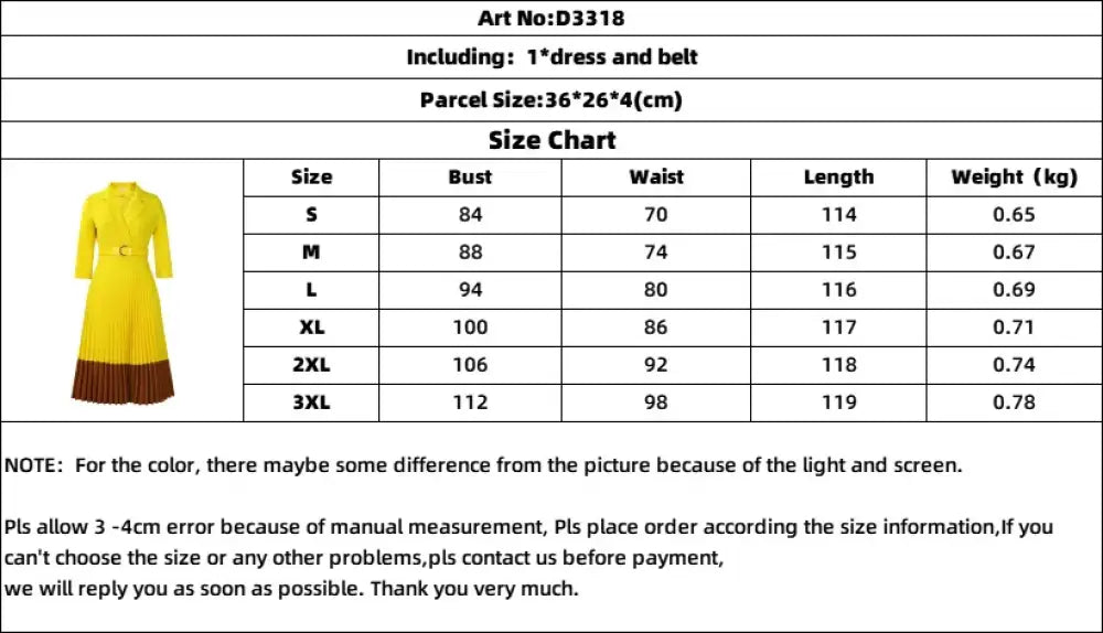 AOMEIDRESS Elegant Pleated Dress Notched Collar Wrist Sleeve Color Block