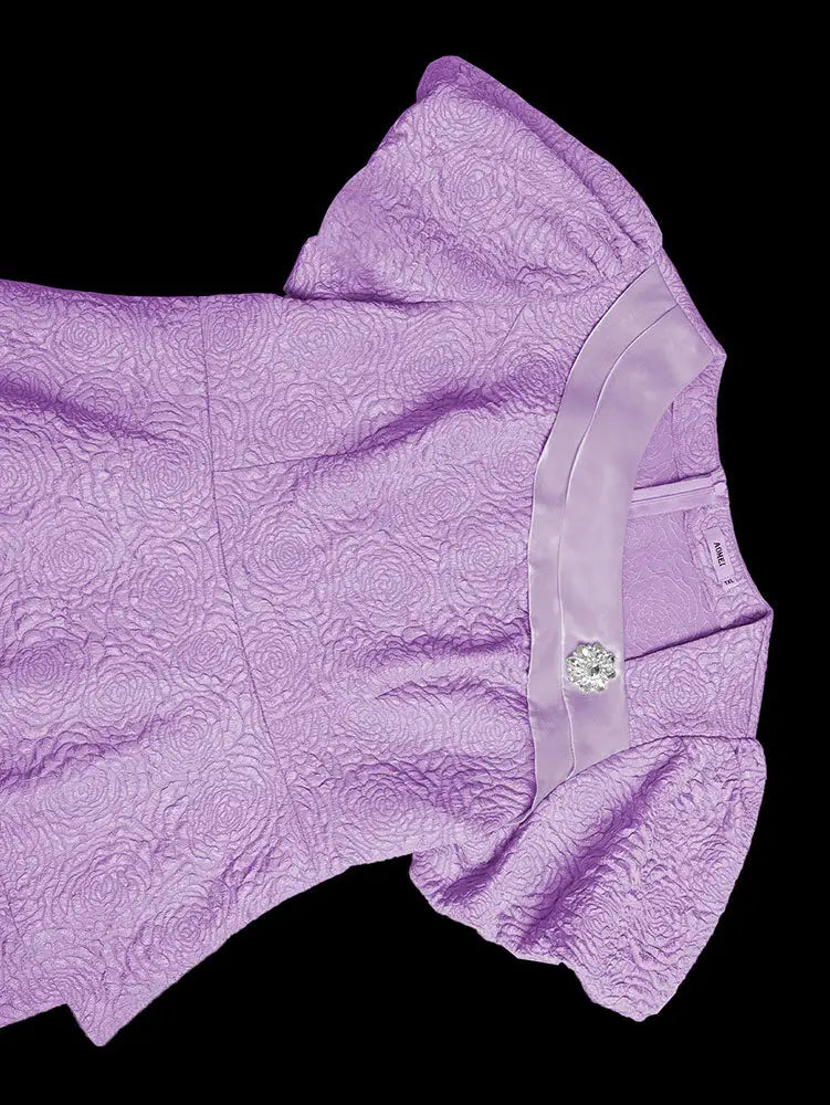 AOMEIDRESS Elegant Purple Jacquard Peplum Dress for Wedding Church