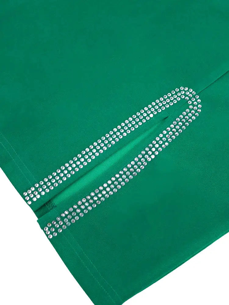 AOMEIDRESS Elegant Rhinestone Package Hip Slit Dress For Wedding Guest