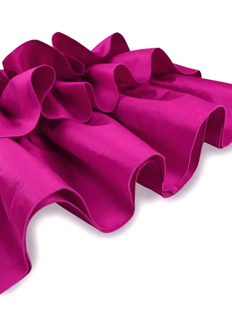 AOMEIDRESS Elegant Rose Package Hip Skirt High Waist Tierred Ruffles