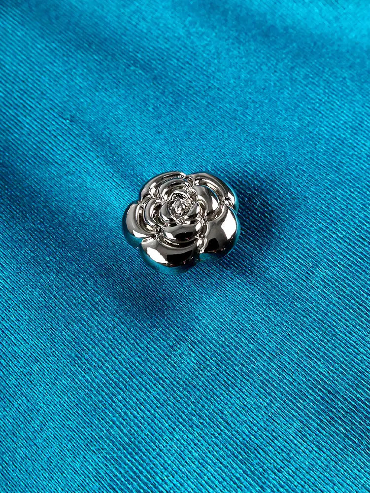 AOMEIDRESS Elegant Satin Bodycon Dress V Neck Long Puff Sleeve Button