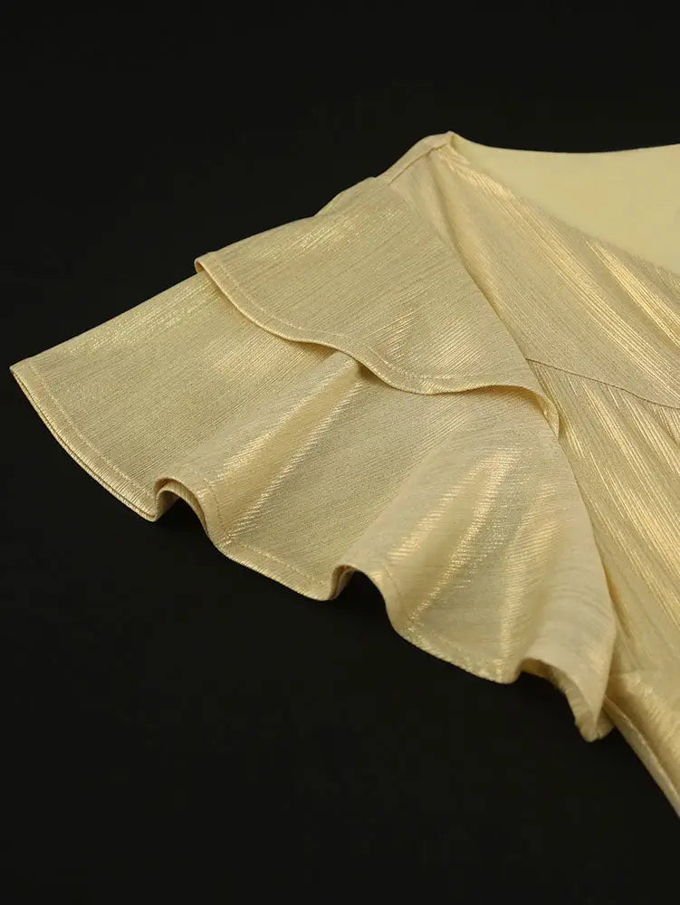 AOMEIDRESS Elegant Shiny Maxi A Line Dress For Wedding Guest 3D Flower