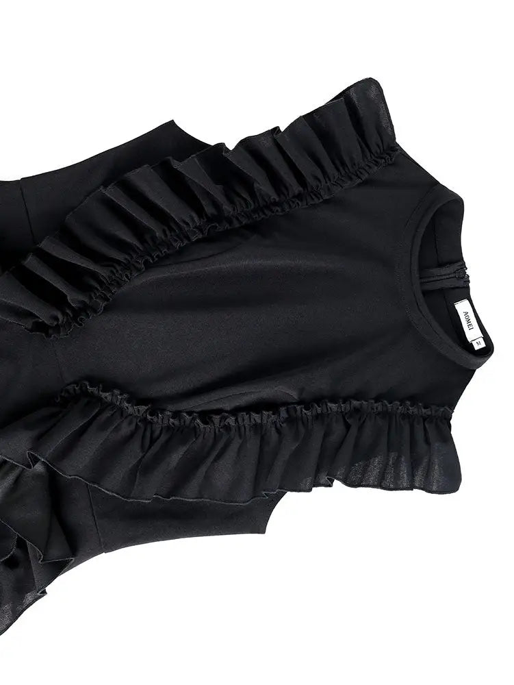 AOMEIDRESS Elegant Sleeveless Bodycon Dress Ruffle Cocktail Party