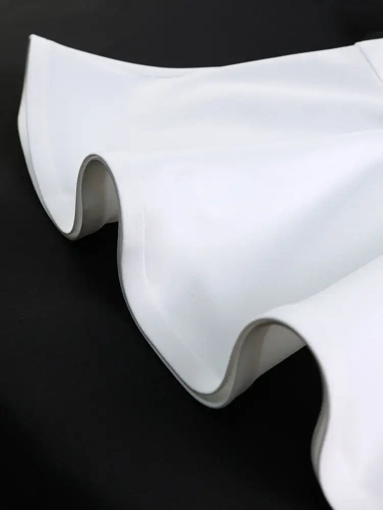 AOMEIDRESS Elegant Two Piece Set with Applique Puff Sleeve Peplum Hem