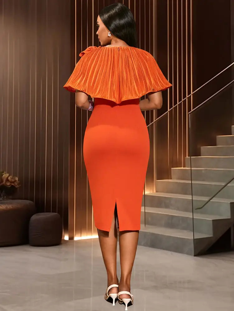 AOMEIDRESS Elegant Wedding Evening Dress with 3D Flower Pleated Cape