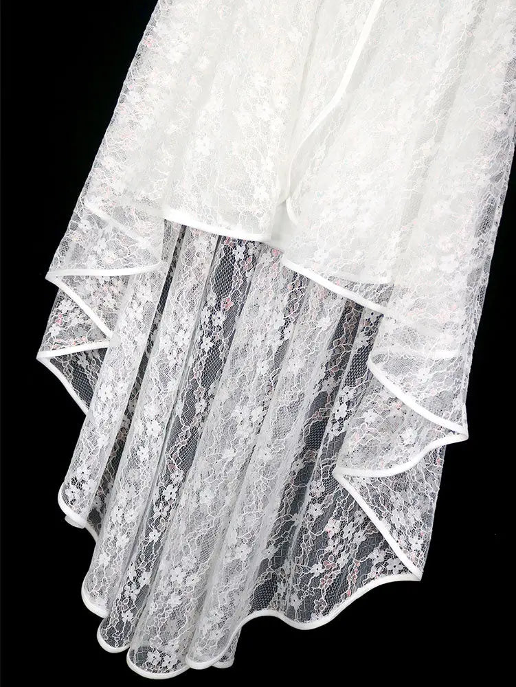 AOMEIDRESS Elegant White A Line Lace Strapless Dress For Bridal Shower