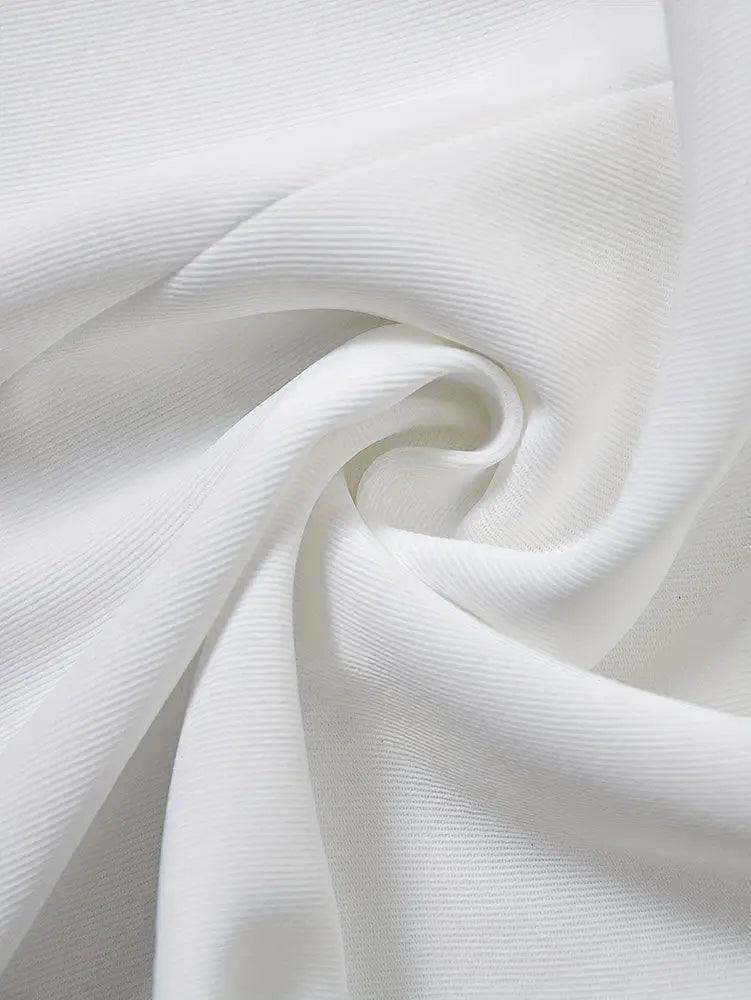 AOMEIDRESS Elegant White Blazer Contrast Trim with Belt Office Wear