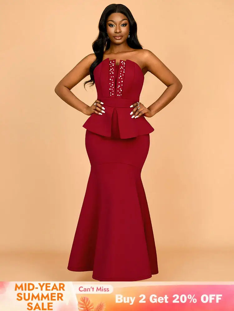 AOMEIDRESS Evening Occasional Dresses for Women 2025 Elegant Classy Wine / S