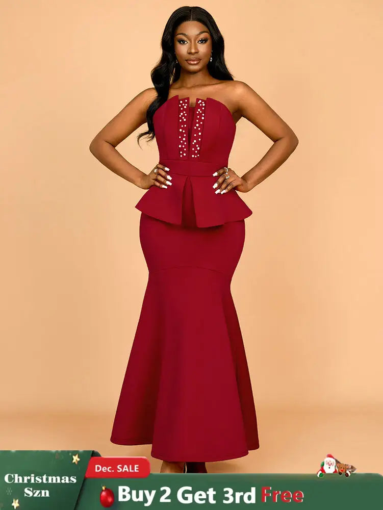 AOMEIDRESS Evening Occasional Dresses for Women 2025 Elegant Classy Wine / S