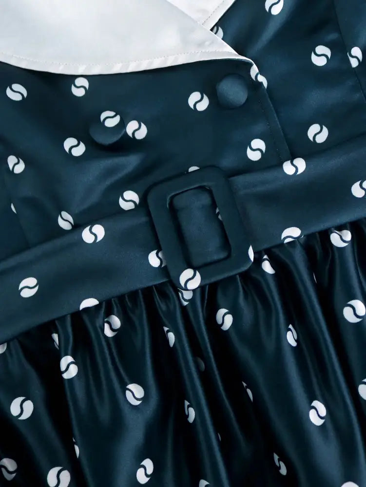 AOMEIDRESS 50s Style Floral Print Turn Down Collar A Line Summer Dress