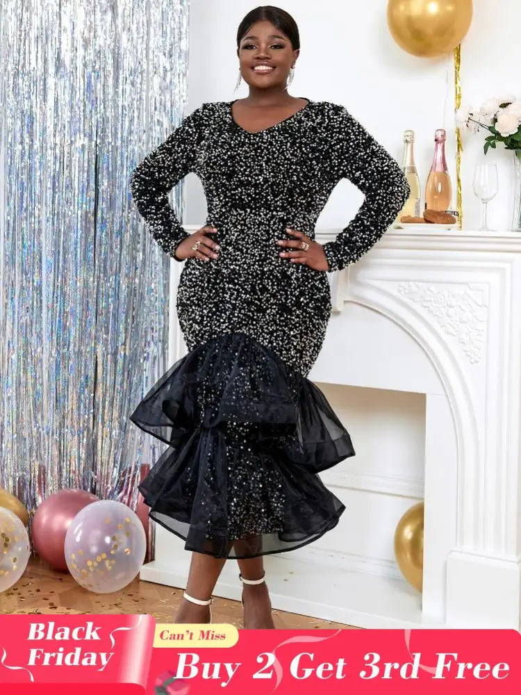 Long Sleeve Church Dresses for Women sequin party dresses