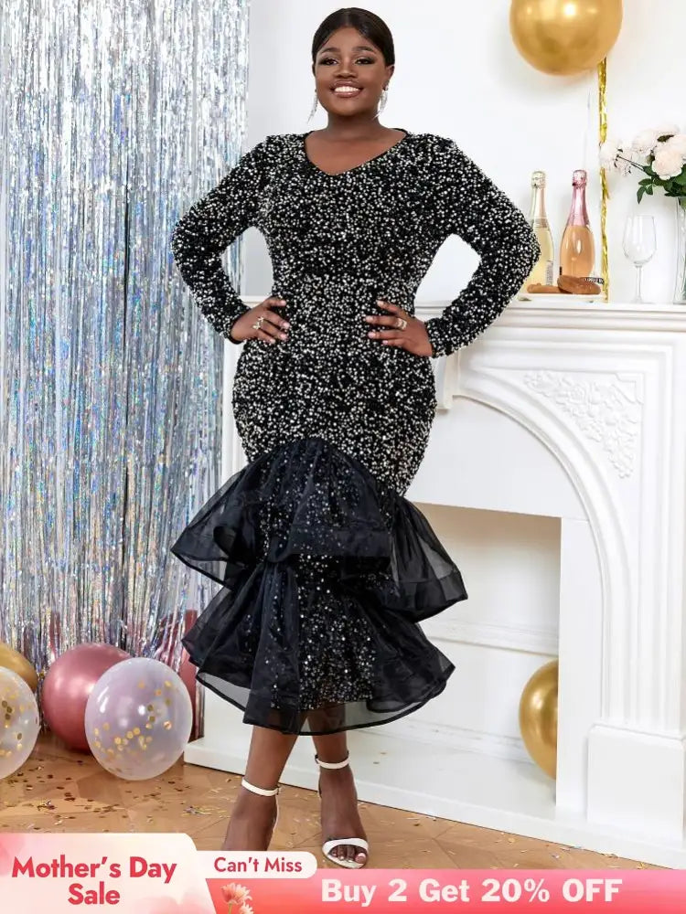 Long Sleeve Church Dresses for Women sequin party dresses