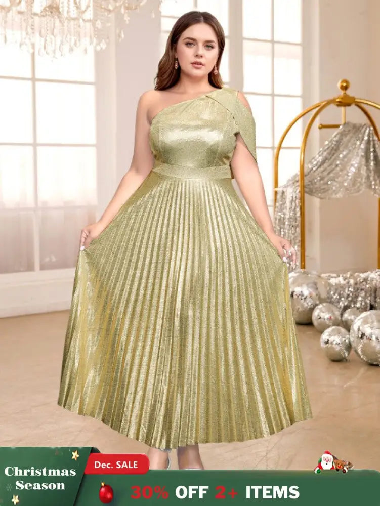 one shoulder maxi pleated dresses for women