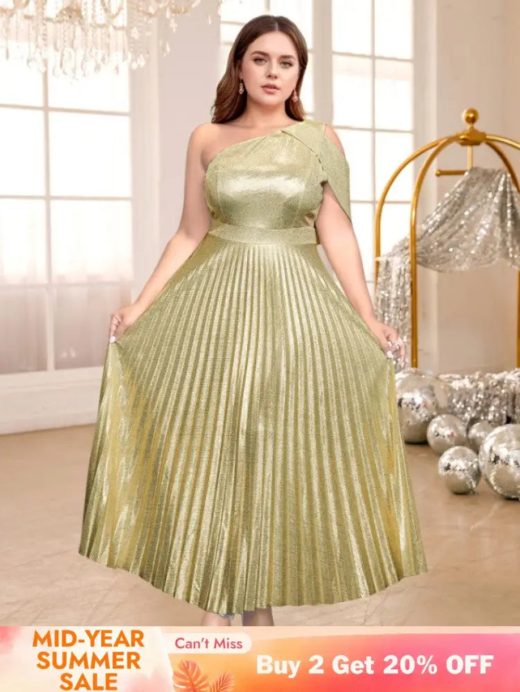 one shoulder maxi pleated dresses for women