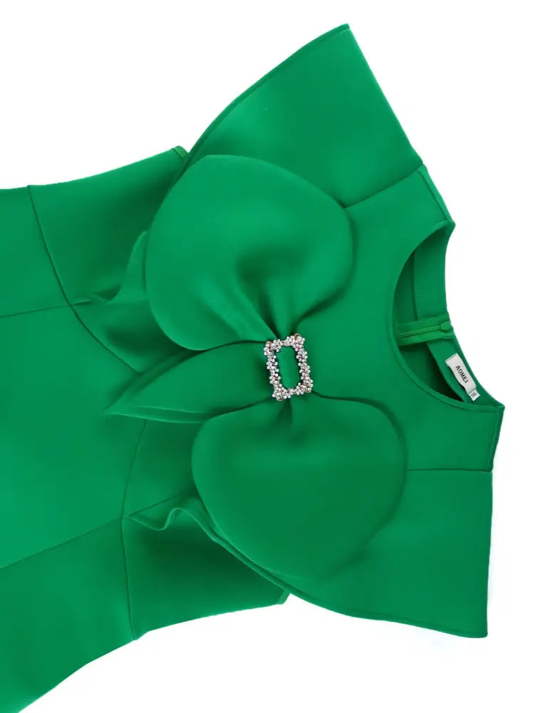 AOMEIDRESS Green Dresses For Wedding Round Neck 3D Butterfly Design